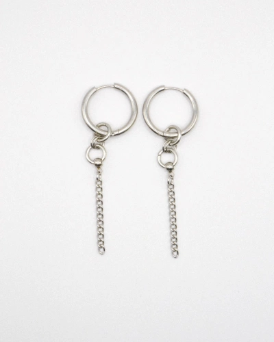 Miniature du produit Boucles d’Oreilles Pendantes en Acier Inoxydable avec Chaînes Argentées #1