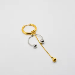 Miniature du produit Mono Boucle d’Oreille en Acier Inoxydable Doré et Argenté #2
