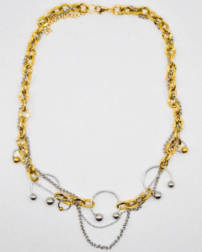 Miniature du produit Collier Chaîne Dorée et Argentée avec Détails Asymétriques #2