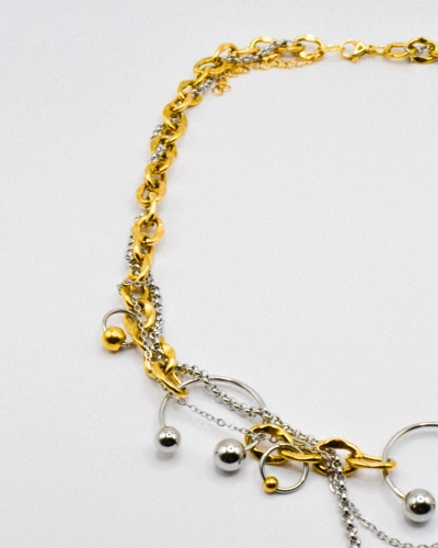 Miniature du produit Collier Chaîne Dorée et Argentée avec Détails Asymétriques #3