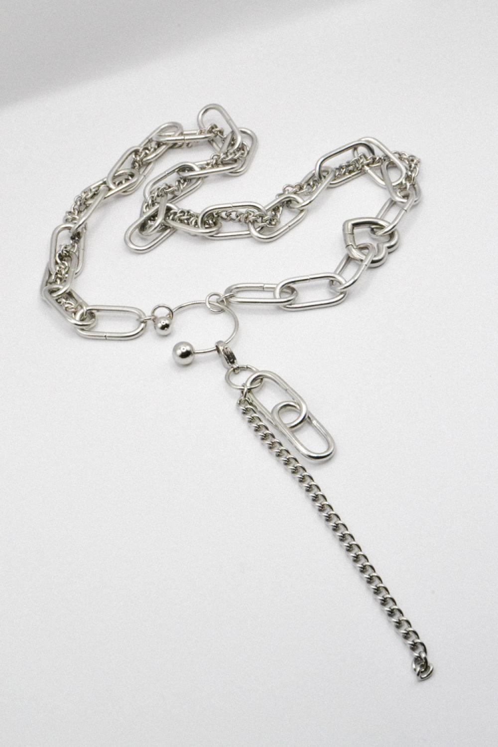 Photo du bijoux :  Collier Chaîne en Acier Inoxydable avec Maillons Entrelacés et Chaîne Pendante #1