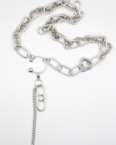 Miniature du produit Collier Chaîne en Acier Inoxydable avec Maillons Entrelacés et Chaîne Pendante #2