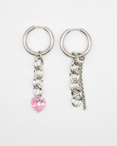 Miniature du produit Boucles d'Oreilles Pendantes en Acier Inoxydable avec Cœur en PureCrystal #1