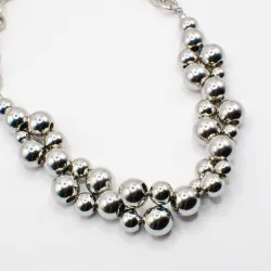 Miniature du produit Collier en Acier Inoxydable avec Perles Argentées #1