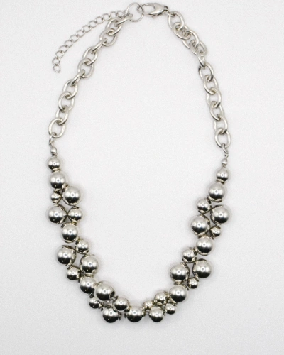 Miniature du produit Collier en Acier Inoxydable avec Perles Argentées #2