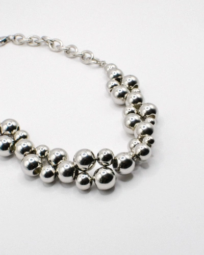 Miniature du produit Collier en Acier Inoxydable avec Perles Argentées #5