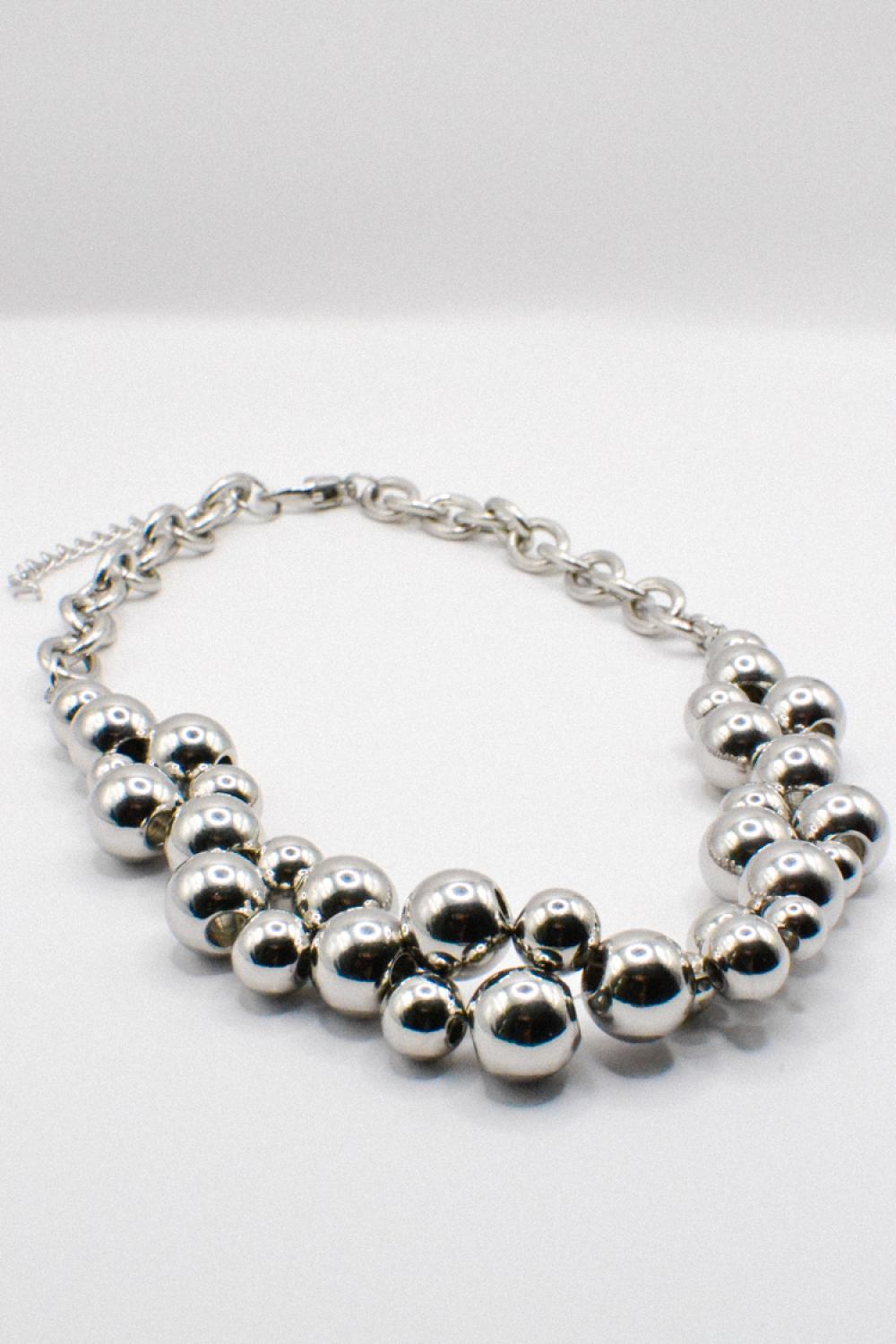 Photo du bijoux :  Collier en Acier Inoxydable avec Perles Argentées #6