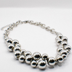 Miniature du produit Collier en Acier Inoxydable avec Perles Argentées #6