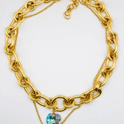 Miniature du produit Collier en Acier Inoxydable doré avec Pendentif Cœur en PureCrystal #2