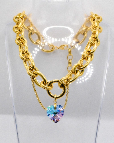 Miniature du produit Collier en Acier Inoxydable doré avec Pendentif Cœur en PureCrystal #8