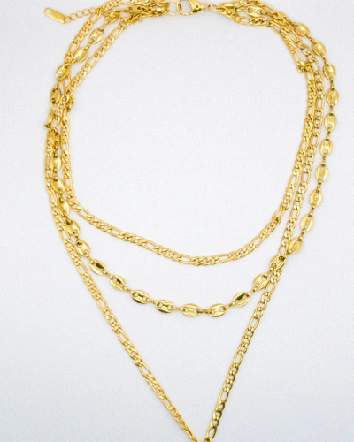 Miniature du produit Collier Multi-Rangs Doré en Acier Inoxydable – Chaînes à Trois Étages #2