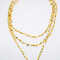 Miniature du produit Collier Multi-Rangs Doré en Acier Inoxydable – Chaînes à Trois Étages #2