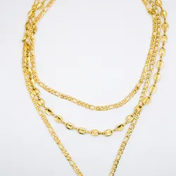 Miniature du produit Collier Multi-Rangs Doré en Acier Inoxydable – Chaînes à Trois Étages #2