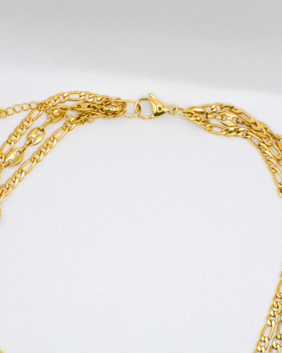 Miniature du produit Collier Multi-Rangs Doré en Acier Inoxydable – Chaînes à Trois Étages #4