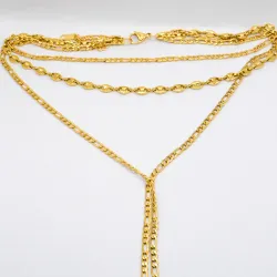 Miniature du produit Collier Multi-Rangs Doré en Acier Inoxydable – Chaînes à Trois Étages #1