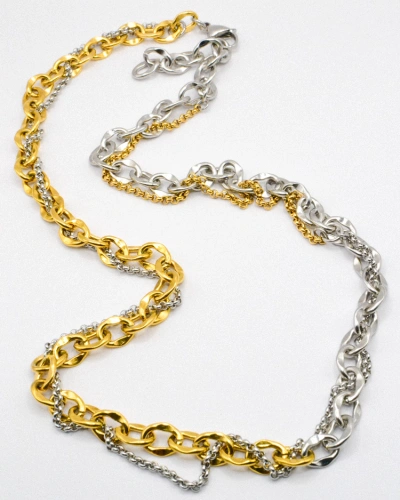 Miniature du produit Collier Genderless Bicolore en Acier Inoxydable – Chaînes Dorées et Argentées, Longueur 53 cm #5