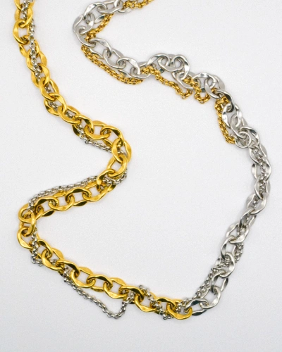 Miniature du produit Collier Genderless Bicolore en Acier Inoxydable – Chaînes Dorées et Argentées, Longueur 53 cm #3