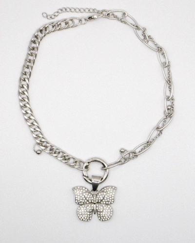 Miniature du produit Collier Papillon Argenté en Acier Inoxydable #2