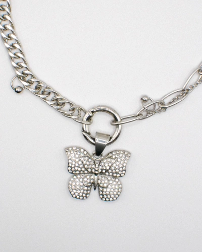 Miniature du produit Collier Papillon Argenté en Acier Inoxydable #3