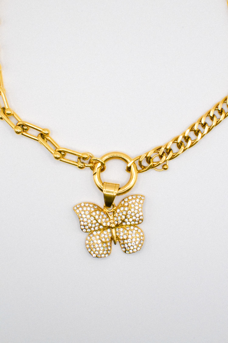 Photo du bijoux :  Collier Papillon Doré en Acier Inoxydable #3