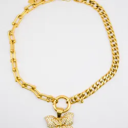 Miniature du produit Collier Papillon Doré en Acier Inoxydable #2