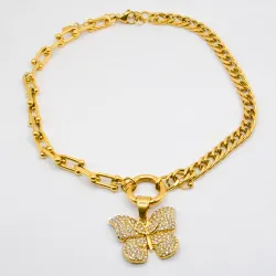 Miniature du produit Collier Papillon Doré en Acier Inoxydable #1