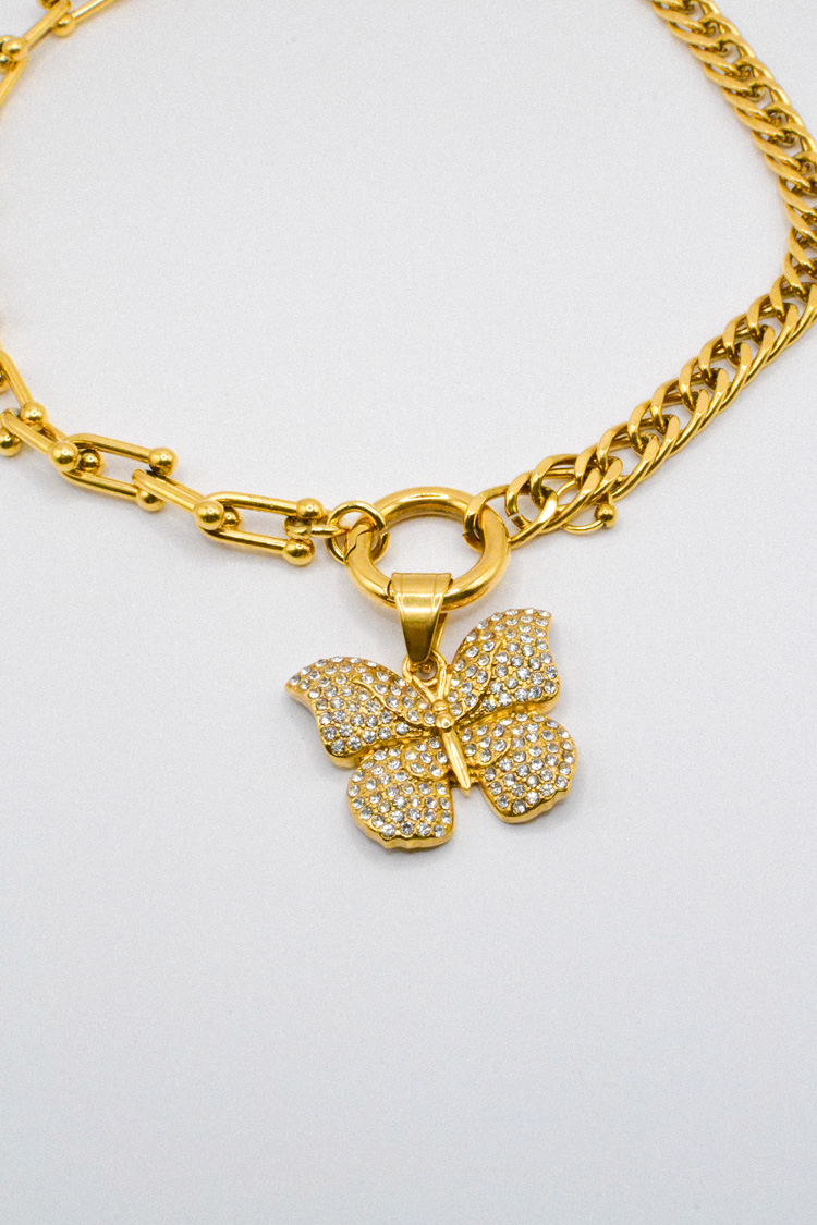Photo du bijoux :  Collier Papillon Doré en Acier Inoxydable #7
