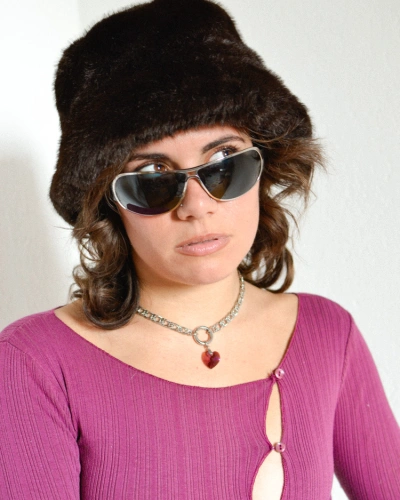 Miniature du produit Collier chaîne maille gourmette limée et coeur PureCrystal violet #4