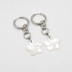 Miniature du produit Boucles d’oreilles “Vahi” – Fleurs en nacre et acier inoxydable #3