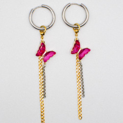Photo du bijoux : Boucles d'oreilles "Pink Venom" - mélange doré et argenté