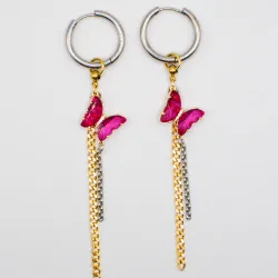 Miniature du produit Boucles d'oreilles "Pink Venom" - mélange doré et argenté #1