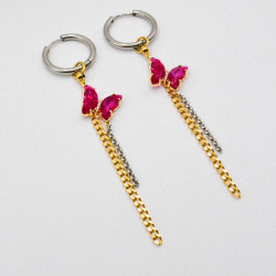 Miniature du produit Boucles d'oreilles "Pink Venom" - mélange doré et argenté #2