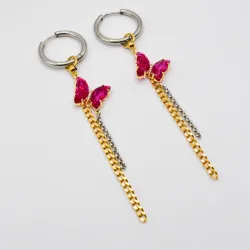Miniature du produit Boucles d'oreilles "Pink Venom" - mélange doré et argenté #2