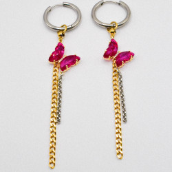 Miniature du produit Boucles d'oreilles "Pink Venom" - mélange doré et argenté #3