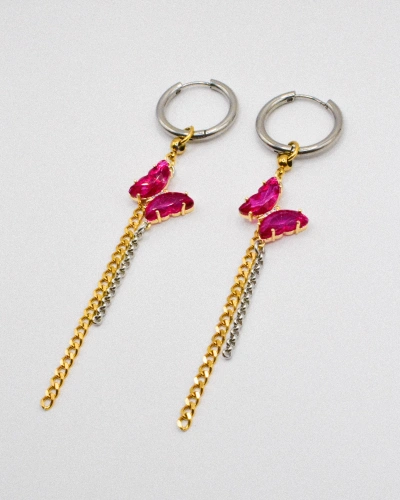 Miniature du produit Boucles d'oreilles "Pink Venom" - mélange doré et argenté #4