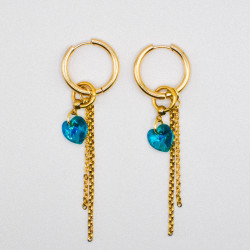 Photo du bijoux : Boucles d'oreilles "Blue Crush" - coeurs crystal bleus