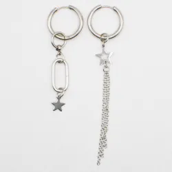 Miniature du produit Boucles d'oreilles "Night Shift" - asymétriques argentées  #1