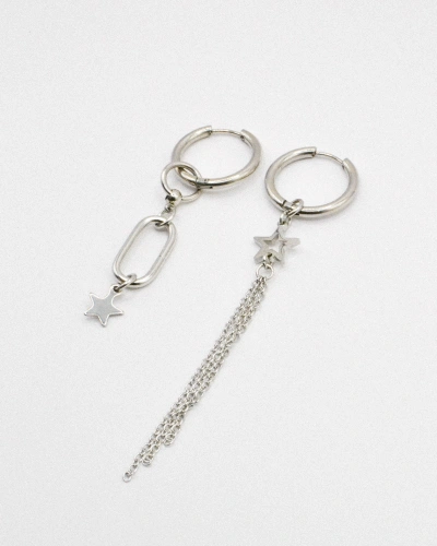 Miniature du produit Boucles d'oreilles "Night Shift" - asymétriques argentées  #2