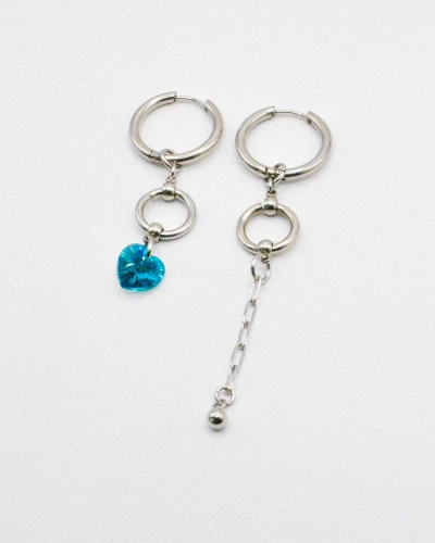 Miniature du produit Boucles d'oreilles "Abyss Babe" - asymétriques coeurs crystal bleus #2
