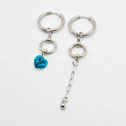 Miniature du produit Boucles d'oreilles "Abyss Babe" - asymétriques coeurs crystal bleus #2