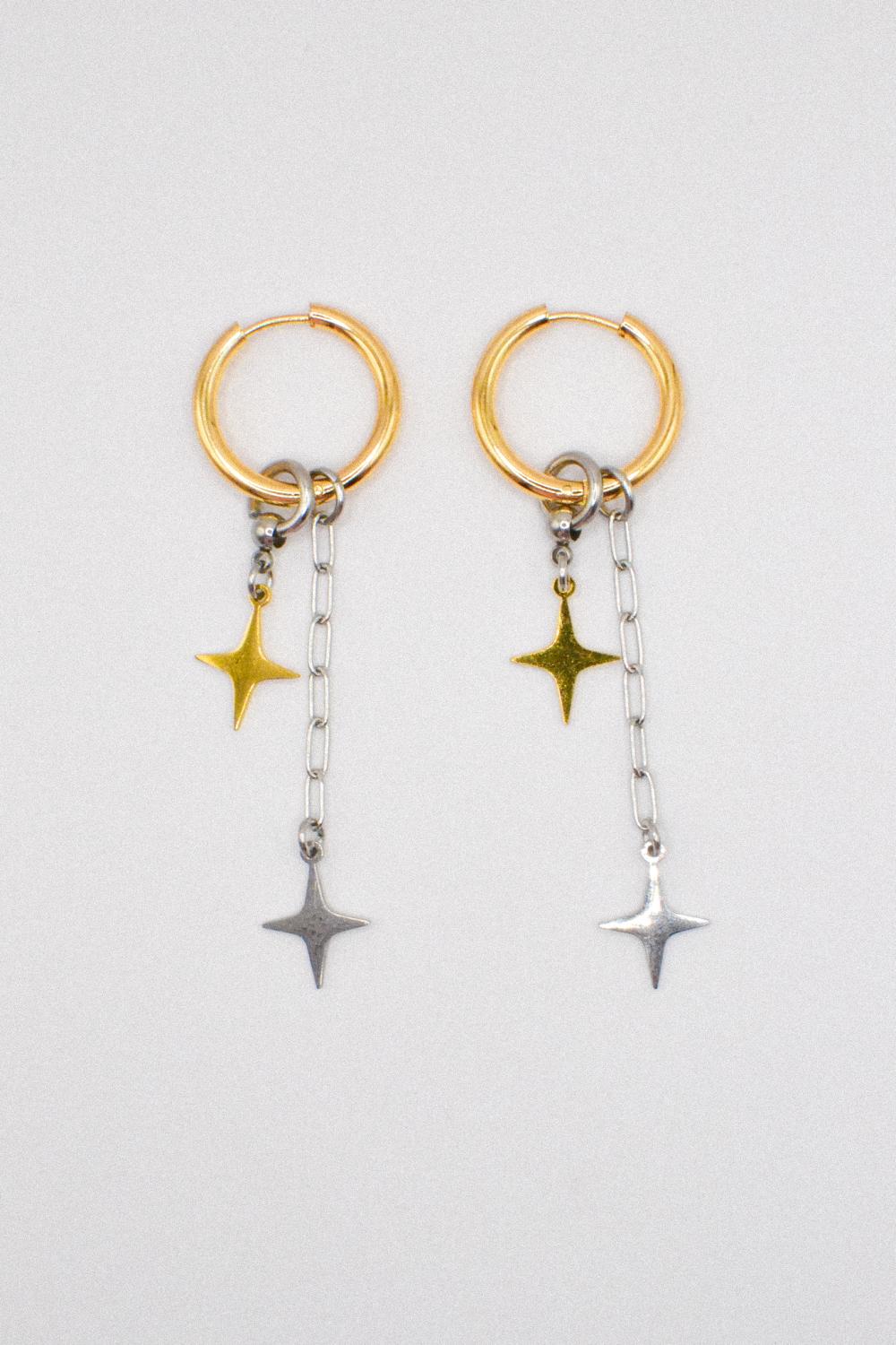 Photo du bijoux :  Boucles d'oreilles "Afterglow" - acier inoxydable doré et argenté #1