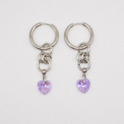 Photo du bijoux : Boucles d'oreilles "Toxic Crush" - acier inoxydable argenté et coeur Purecrystal