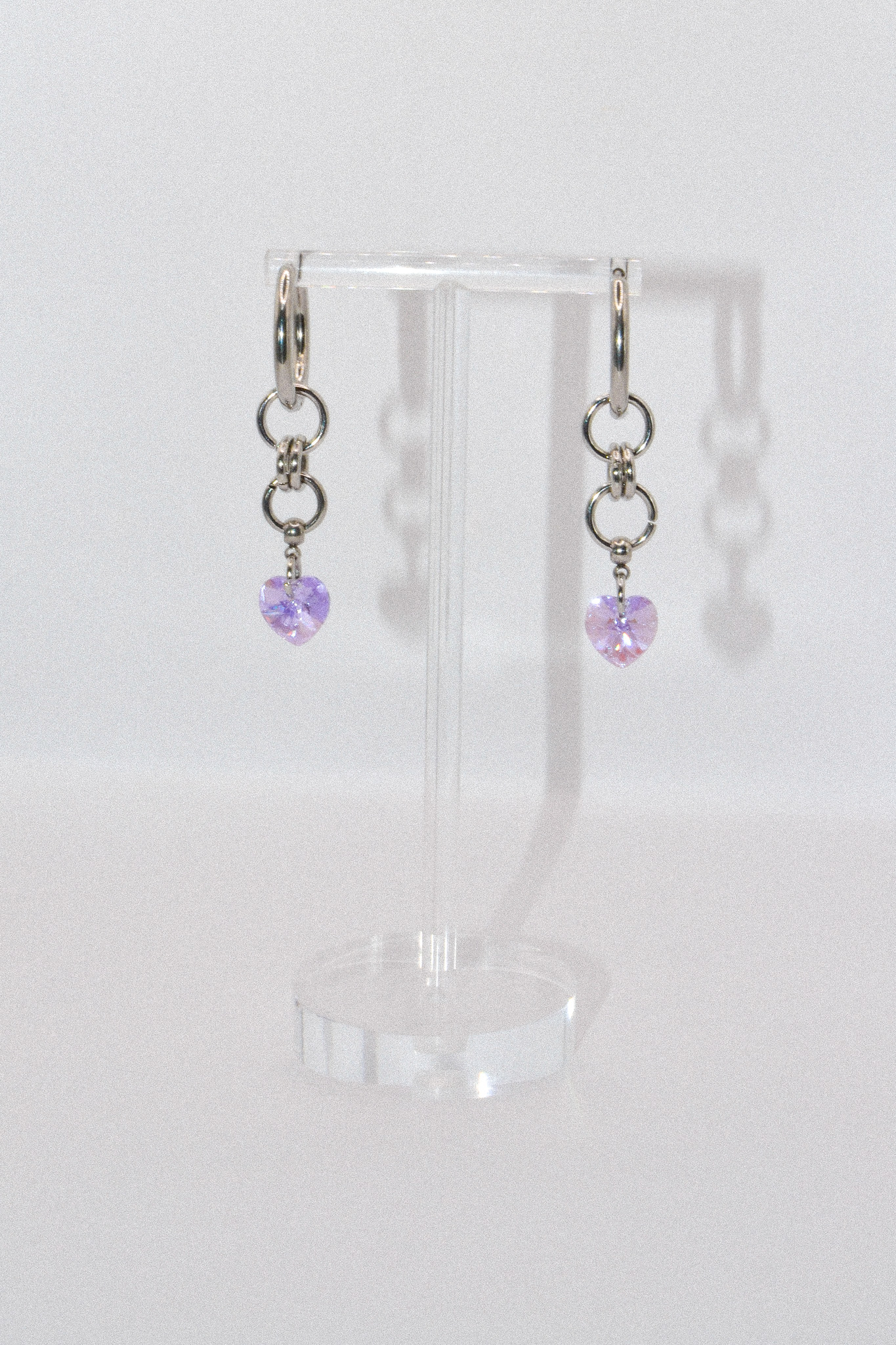 Photo du bijoux :  Boucles d'oreilles "Toxic Crush" - acier inoxydable argenté et coeur Purecrystal #2
