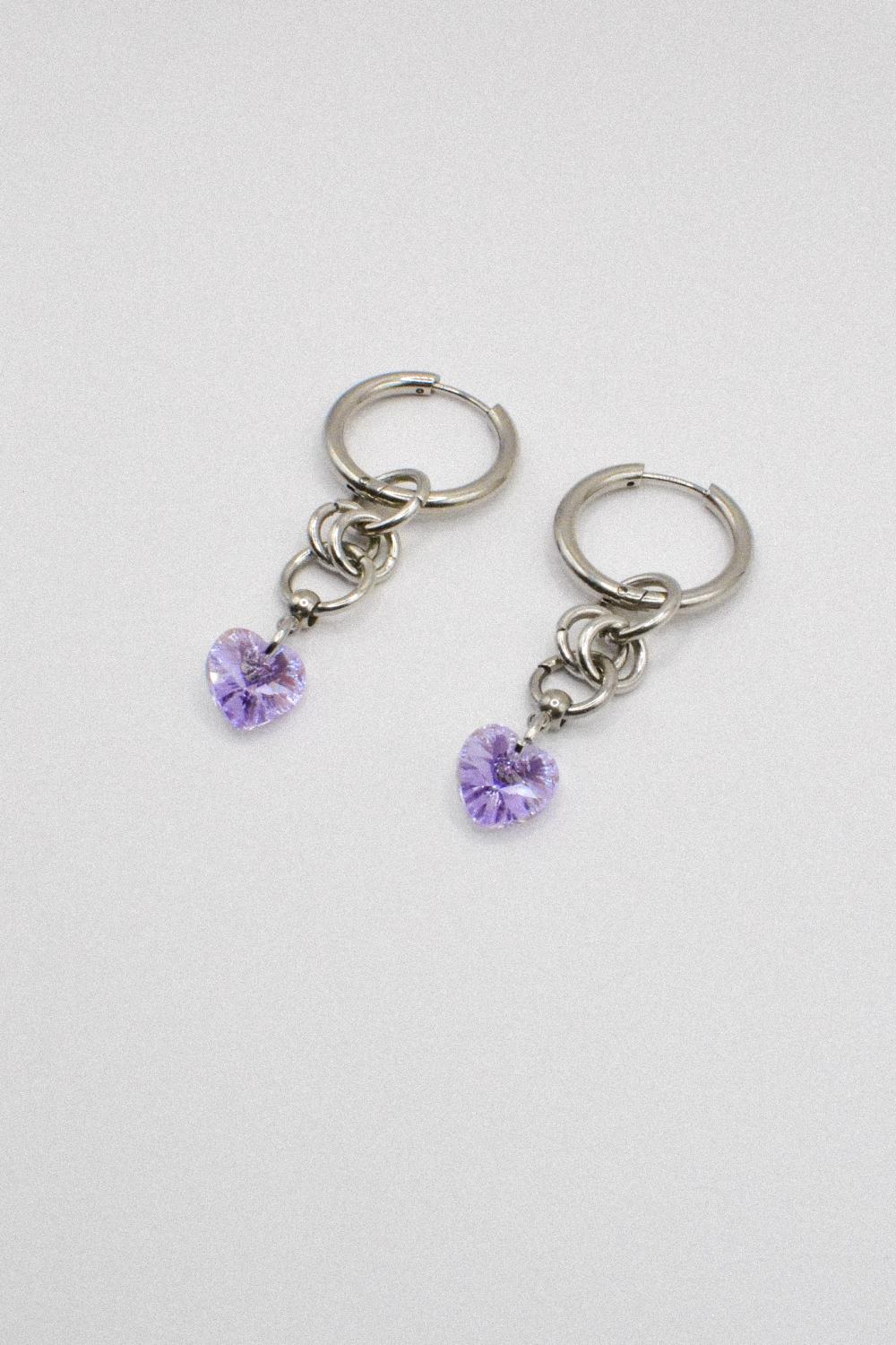 Photo du bijoux :  Boucles d'oreilles "Toxic Crush" - acier inoxydable argenté et coeur Purecrystal #3