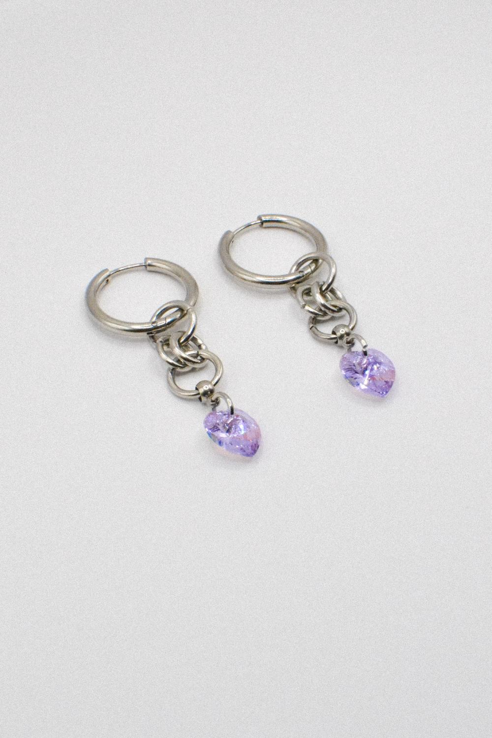 Photo du bijoux :  Boucles d'oreilles "Toxic Crush" - acier inoxydable argenté et coeur Purecrystal #4