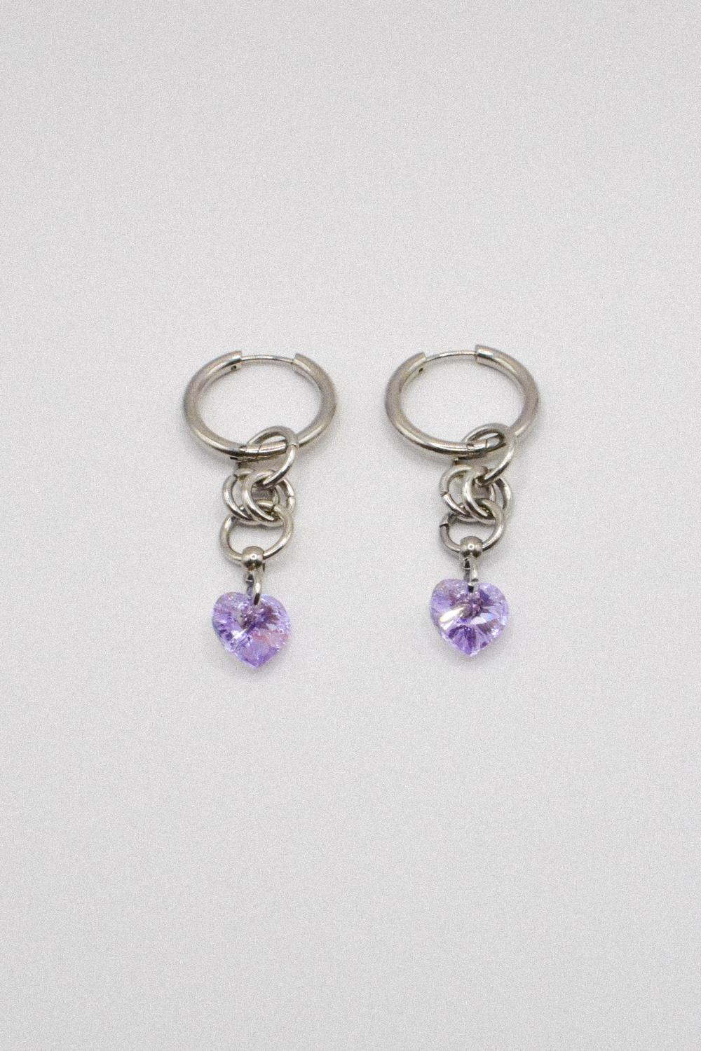 Photo du bijoux :  Boucles d'oreilles "Toxic Crush" - acier inoxydable argenté et coeur Purecrystal #5