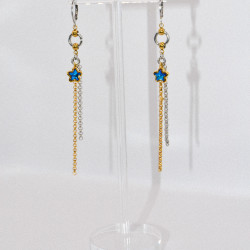 Miniature du produit Boucles d'oreilles "Hot & Cold" - acier inoxydable doré et argenté et étoile bleue #2