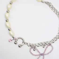 Miniature du produit Collier "Angel Chain" - Acier inoxydable - Pièce unique - Perles upcyclées #1