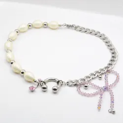 Miniature du produit Collier "Angel Chain" - Acier inoxydable - Pièce unique - Perles upcyclées #2