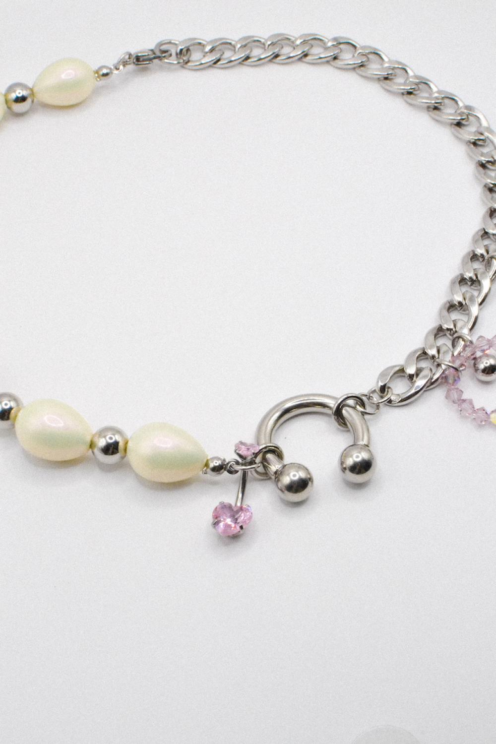 Photo du bijoux :  Collier "Angel Chain" - Acier inoxydable - Pièce unique - Perles upcyclées #3